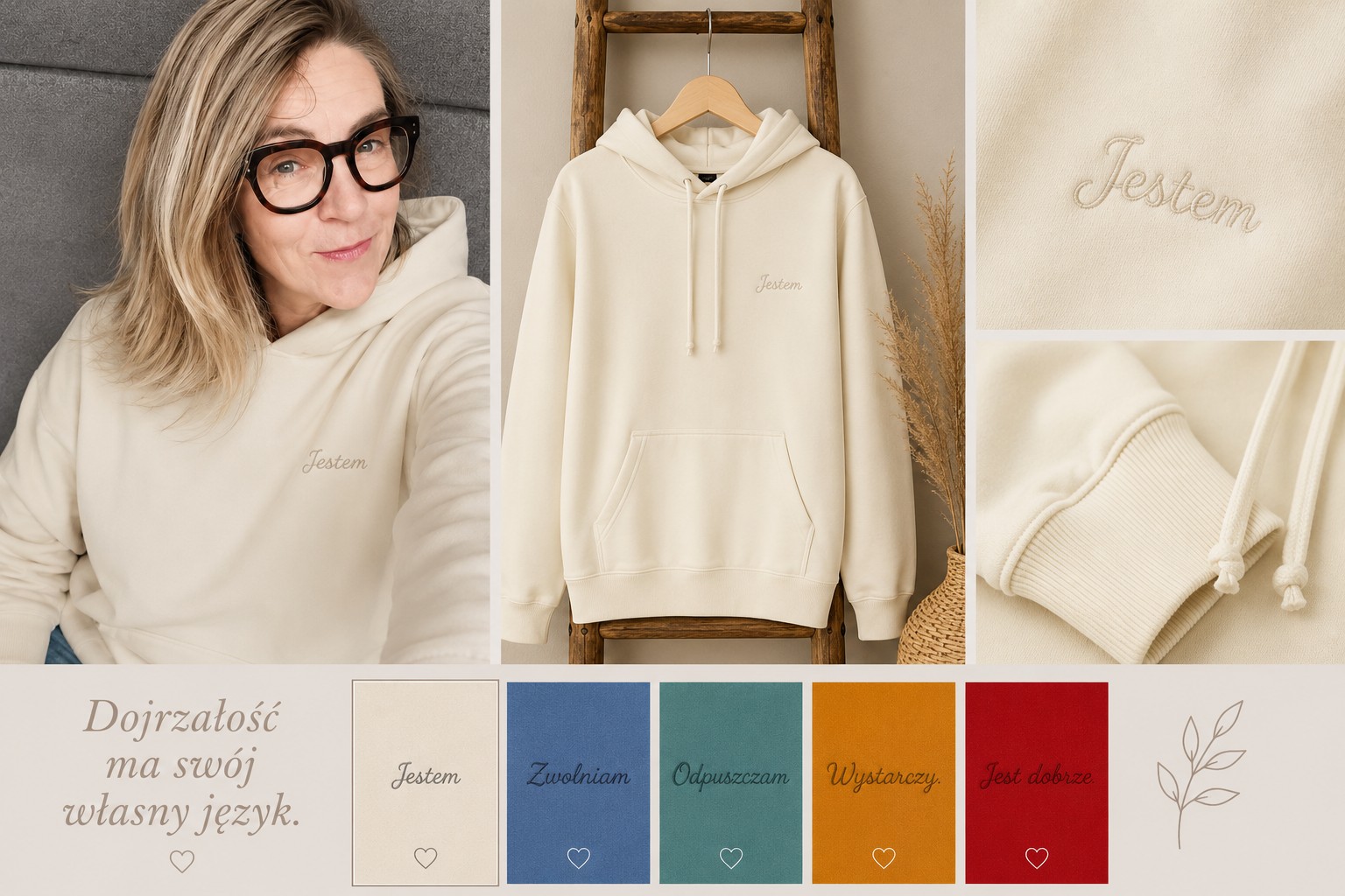Bluza z kapturem i haftem JESTEM